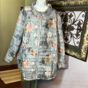 NWOT Ulla Popken Floral Quilted Jacket - Sz 32/34 - so comfortable/ cute